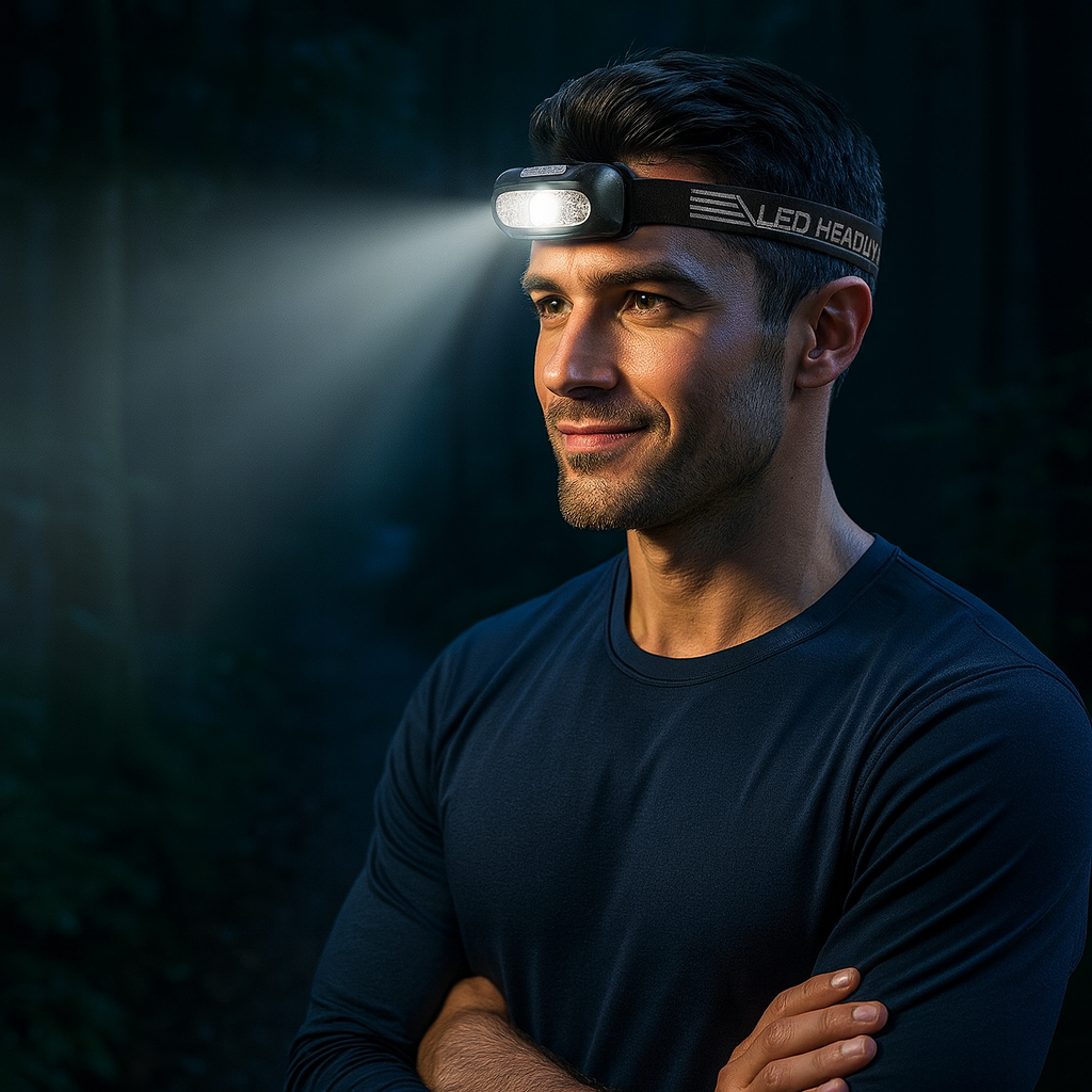 LightVision Pro™ – La linterna frontal que libera tus manos y te da visión nocturna profesional