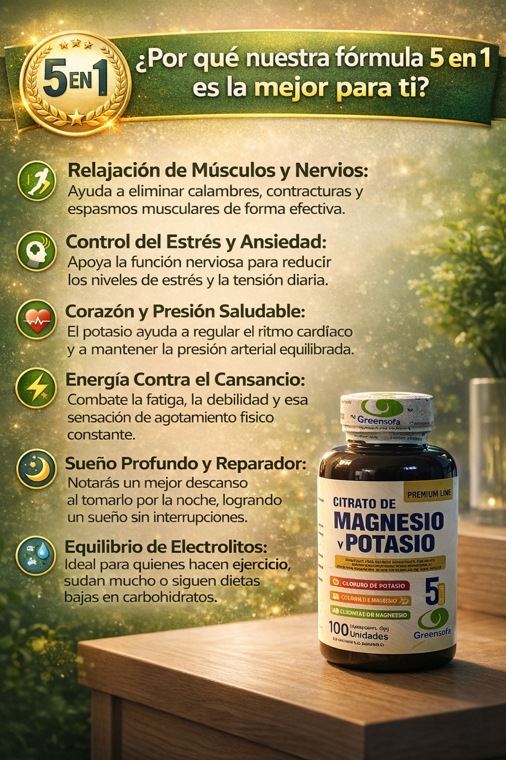 Citrato de Magnesio y Potasio 5 en 1