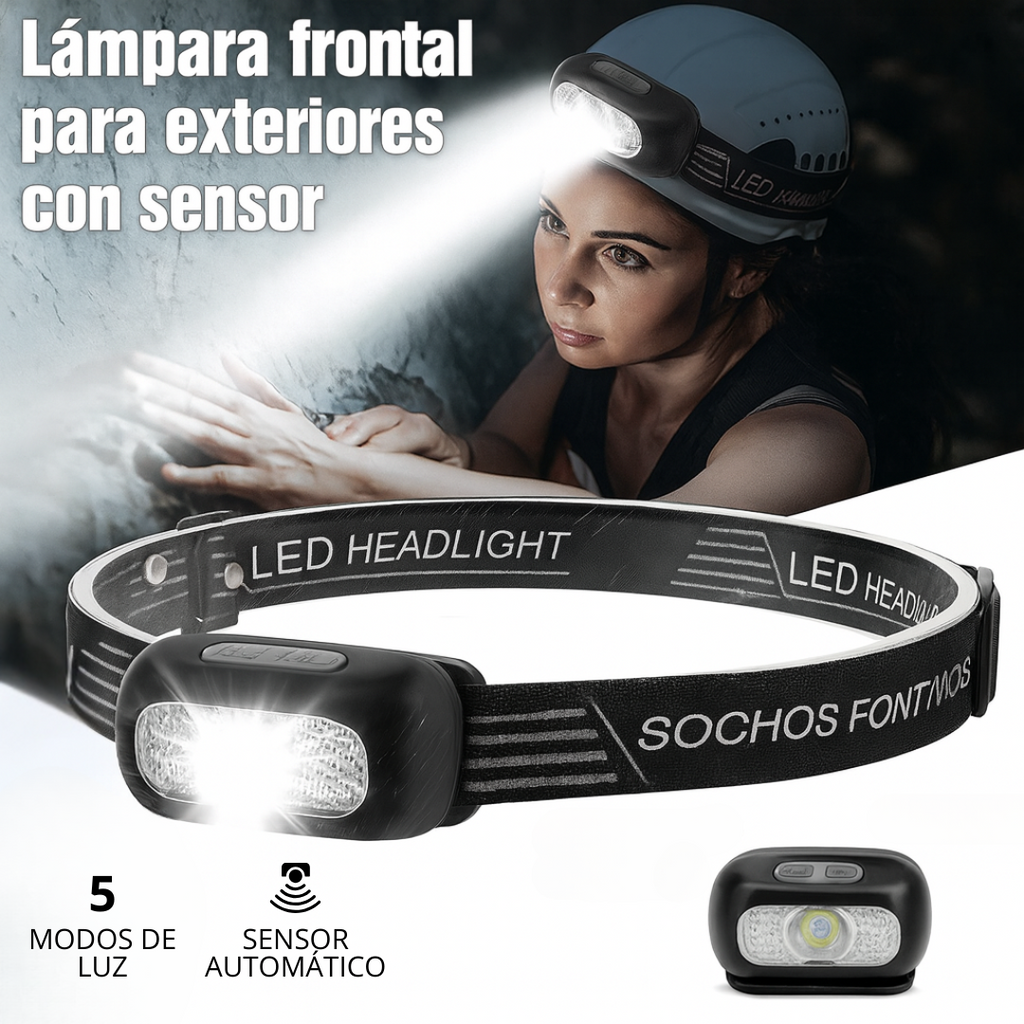 LightVision Pro™ – La linterna frontal que libera tus manos y te da visión nocturna profesional